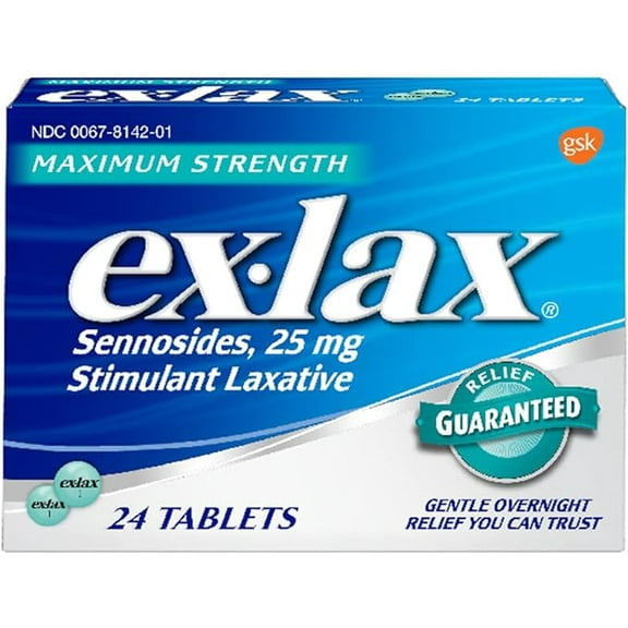 Ex-Lax Maximum Strength Stimulant Laxative Constipation Relief Pills for Occasional Constipation, Gentle Laxatives - 24 Count
