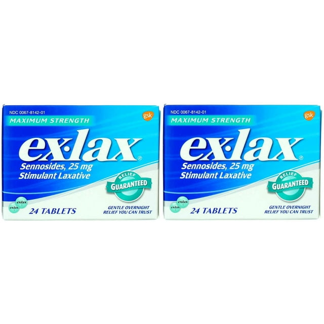 ExLax Pills Maximum Strength Stimulant Laxative, 24 ea (Pack of 2