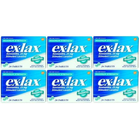 Ex-Lax Pills Maximum Strength Stimulant Laxative, 24 ea (Pack of 6)