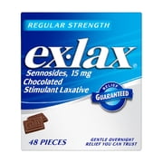 Ex-Lax Regular Strength Chocolated Stimulant Laxative Constipation Relief Pills - 48 Count