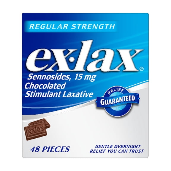 Ex-Lax Regular Strength Chocolated Stimulant Laxative Constipation Relief Pills - 48 Count