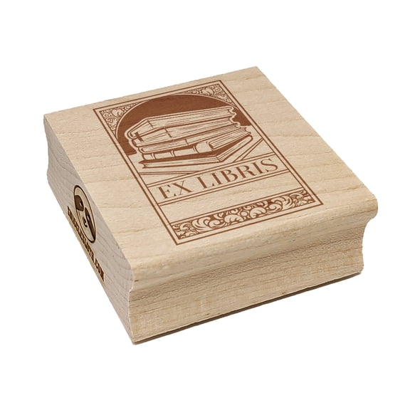 Ex Libris Bookplate Stack of Books Reading Square Rubber Stamp Stamping Scrapbooking Crafting - Small 1.25in