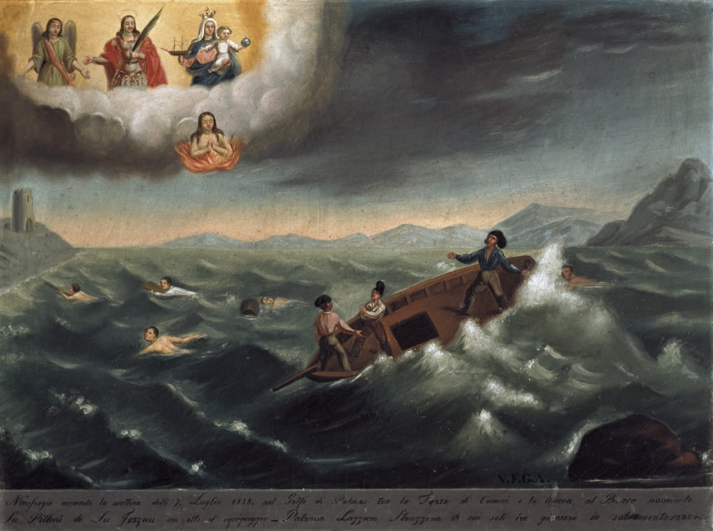 Ex-Voto With Scene Of A Shipwreck Canvas Art - (36 x 24)