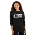 thumbnail image 1 of Ex Was Cellfish Selfish Cell Phone Women Plus Size Long Sleeve Graphic Tee Brisco Brands 2X, 1 of 5