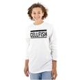 thumbnail image 1 of Ex Was Cellfish Selfish Cell Phone Women Plus Size Long Sleeve Graphic Tee Brisco Brands 3X, 1 of 5
