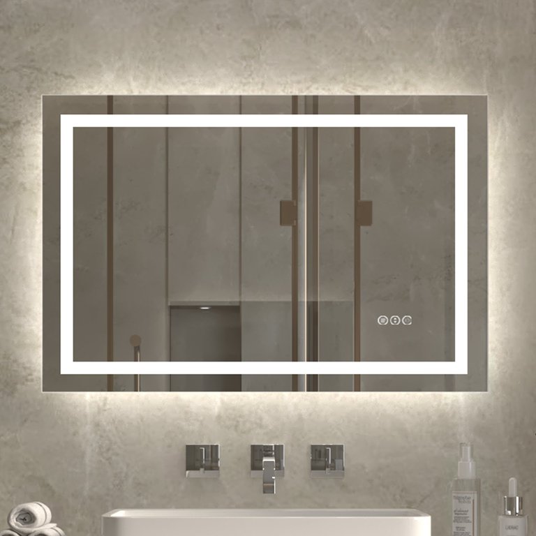 Apex 55 W x 30 H LED Bathroom Light Mirror,Anti Fog,Dimmable,Dual  Lighting Mode,Tempered Glass