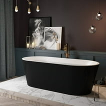 ExBrite Bathtub 60x29" Black Acrylic Freestanding Soaking Anti-slip
