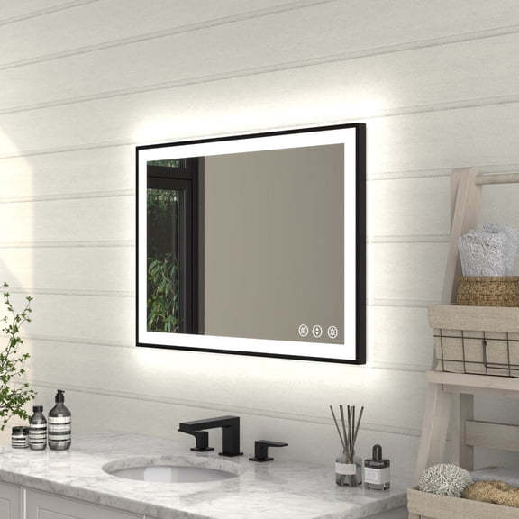 Apex-Noir 20"x28" Framed LED Lighted Bathroom Mirror