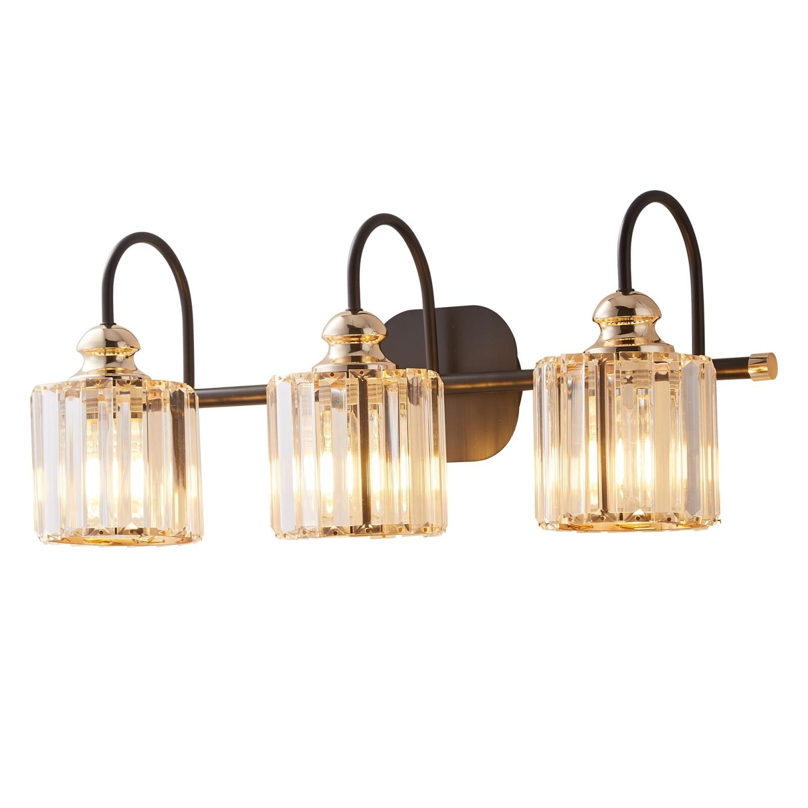 ExBrite Modern Rose Gold Dimmable Bathroom Crystal Vanity Lights 3