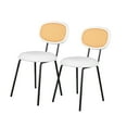 thumbnail image 1 of ExOffice Modern Dining Chairs,Rattan Cane Back Side Chairs with Faux Leather Upholstered Seat,Comfy Dining Table Chairs Set of 2,White, 1 of 6