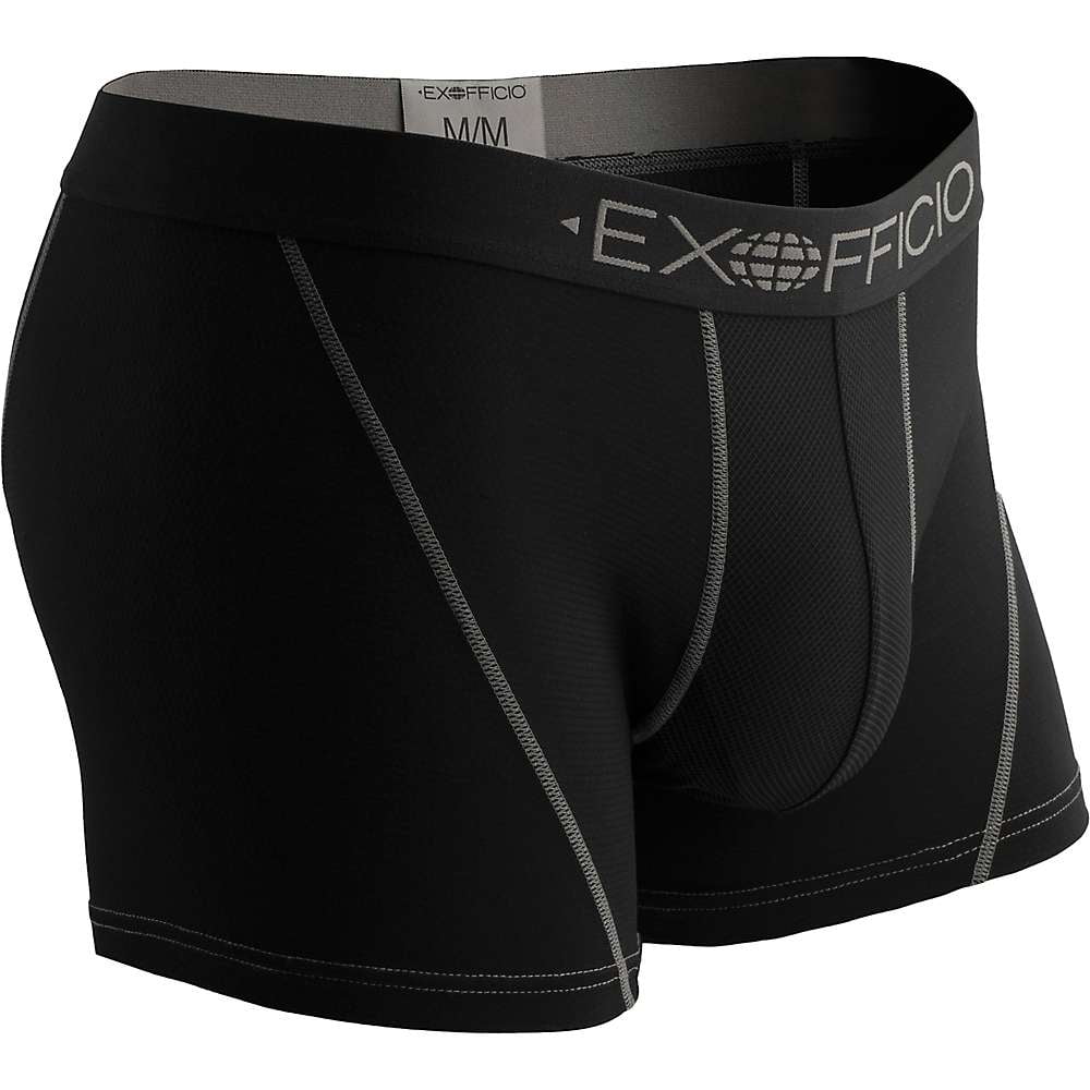 ExOfficio Men's Give-N-Go Sport Mesh 9'' Boxer Brief, Black/Royal, Large at   Men's Clothing store