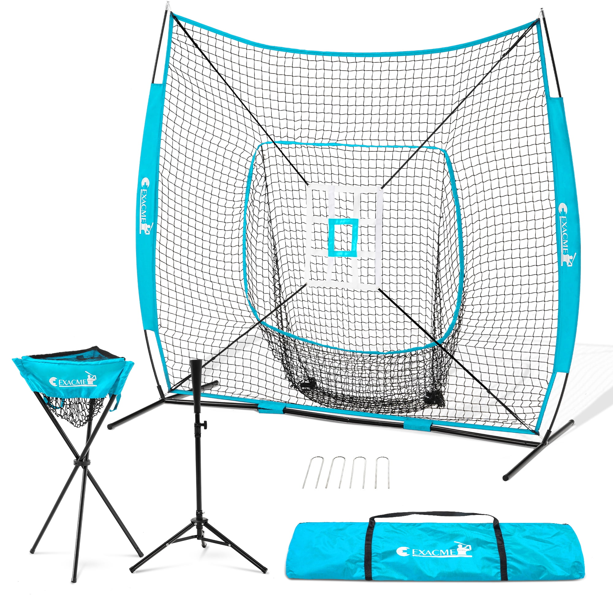 ExacMe 7'×7' Baseball Softball Hitting Pitching Net with Strike Zone