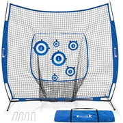 Exacme 7'x7' Baseball Softball Net with 6 Targets for Kids Adults, Pitching Hitting Training Net, Anchor Kits, Carry Bag, BG17
