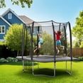 thumbnail image 1 of Exacme 9 x 14 FT Outdoor Rectangle Trampoline for Kids, 330lb Capacity Recreational Trampolione with 4 Wind Stakes, Storage Bag, Ladder(Gray), 1 of 8