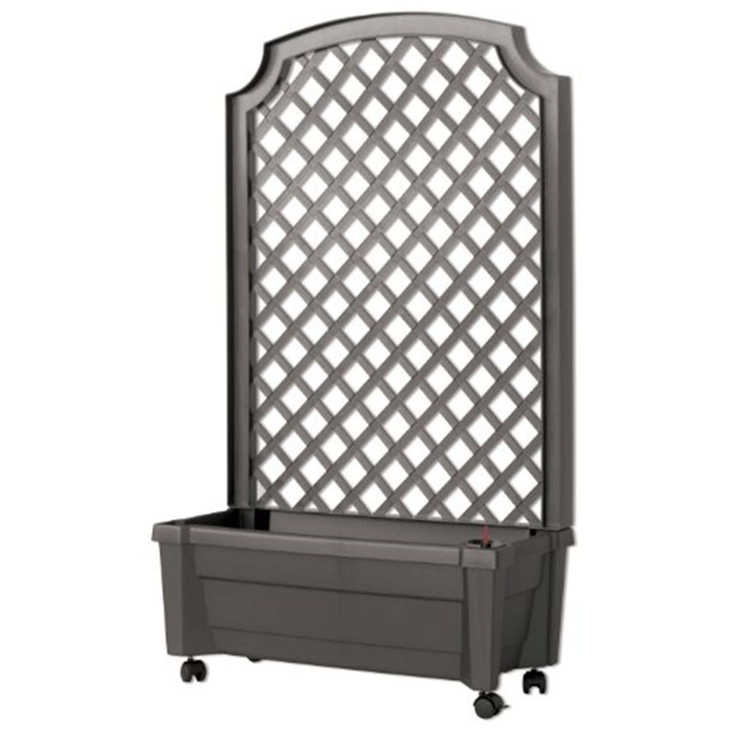 Gray Polyethylene Rolling Planter with Trellis and Reservoir