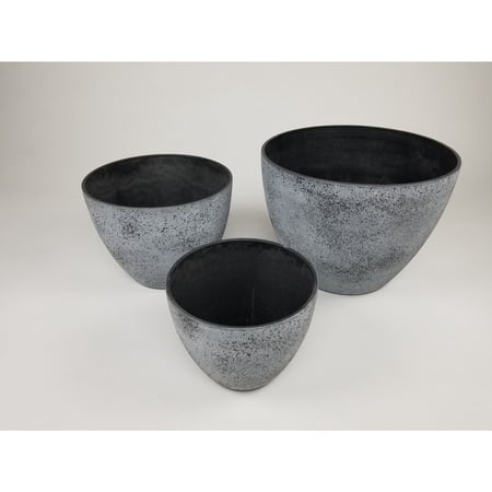 Exaco FM-Pot3G Nester Planter Set, Spackled Gray - 3 Piece - Medium