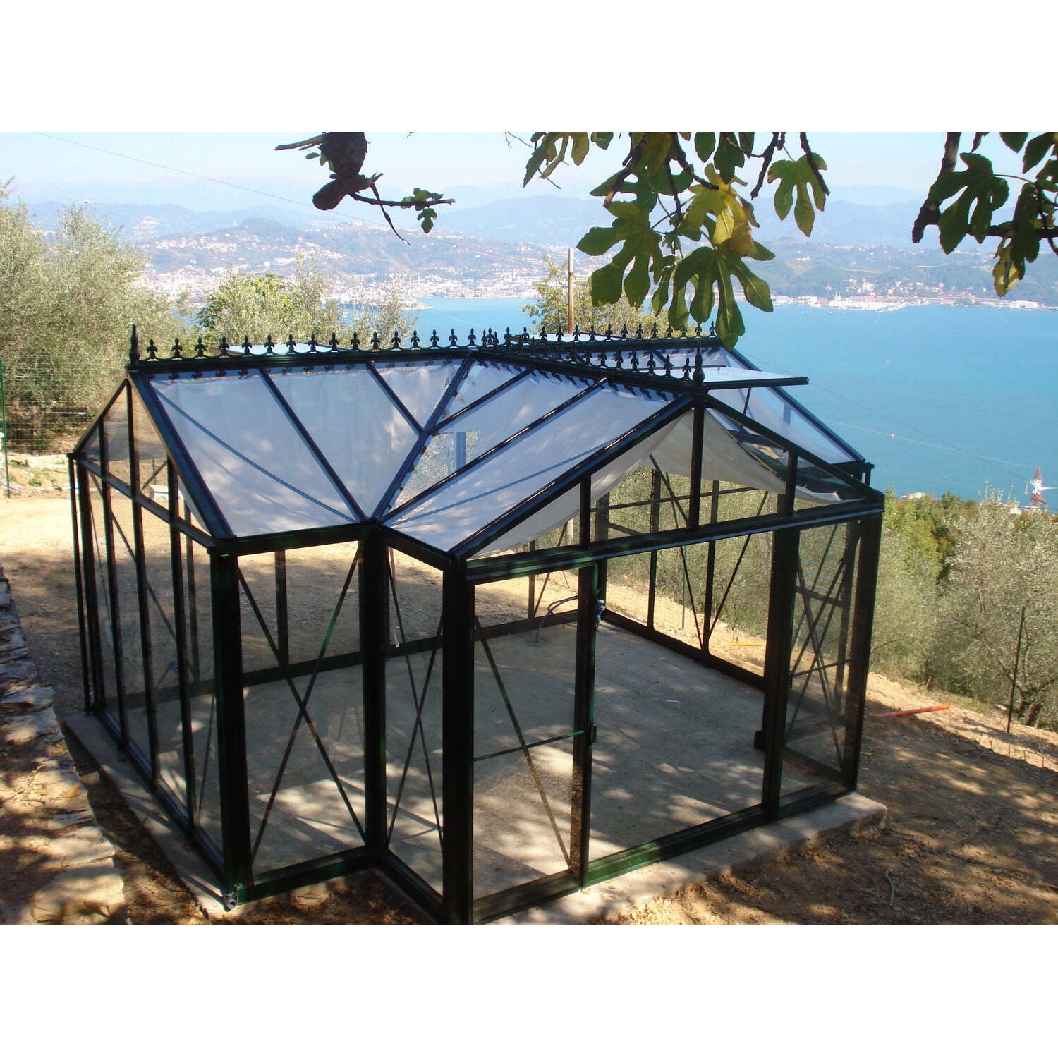 Junior Victorian Black Aluminum Walk-In Greenhouse with Clear Glass