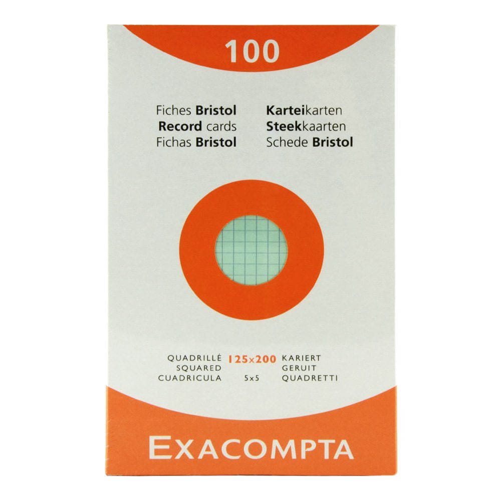 Exacompta Index Cards - Graph 100 cards - 5 x 8 - Assorted 12/