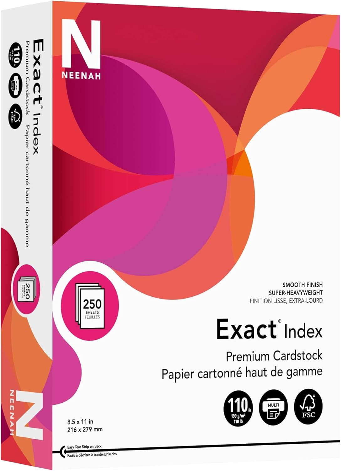 Exact 30% Recycled Extra-Heavyweight Index Card Stock, 8 1/2in. x 11in., 110 Lb, White, pk Of 250 Sheets, 40411