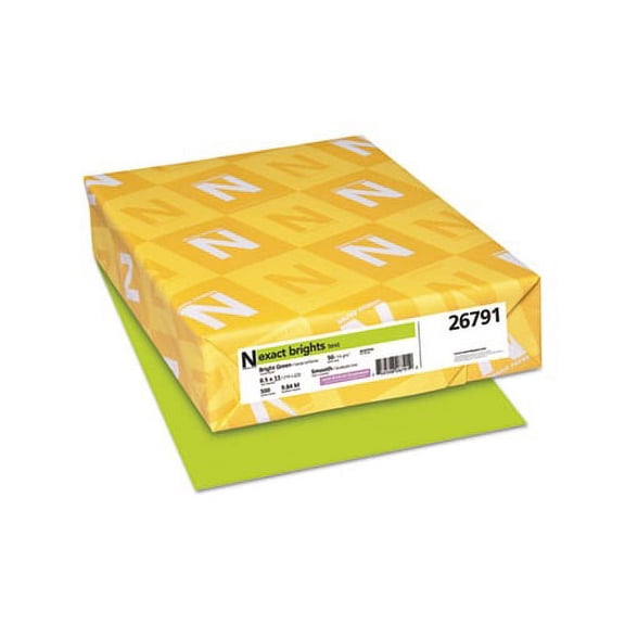 Exact Brights Paper 20lb, 8.5 x 11, Bright Green, 500/Ream