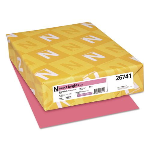 Neenah Paper 26741 8.5 in. x 11 in. 20 lbs Bond Weight Exact Brights Paper - Bright Pink (500/Ream)