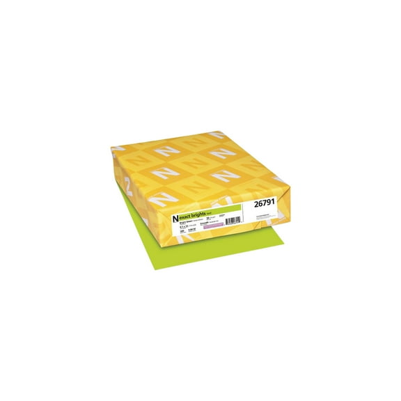 Neenah Paper 26791 Exact Brights 20 lbs. 8.5 in. x 11 in. Color Paper - Bright Green (500/Ream)