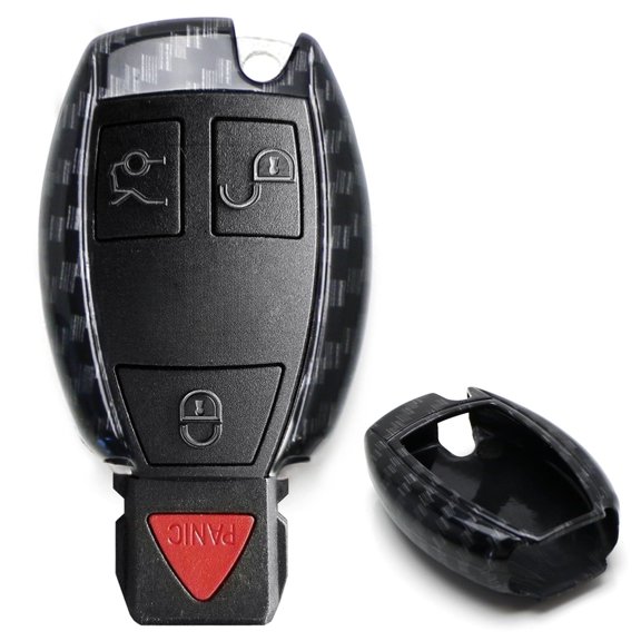 Exact Fit Gloss Black Carbon Fiber Pattern Finish Remote Smart Key Fob Shell For Mercedes C E S M CLS CLK GLK GL Class, etc