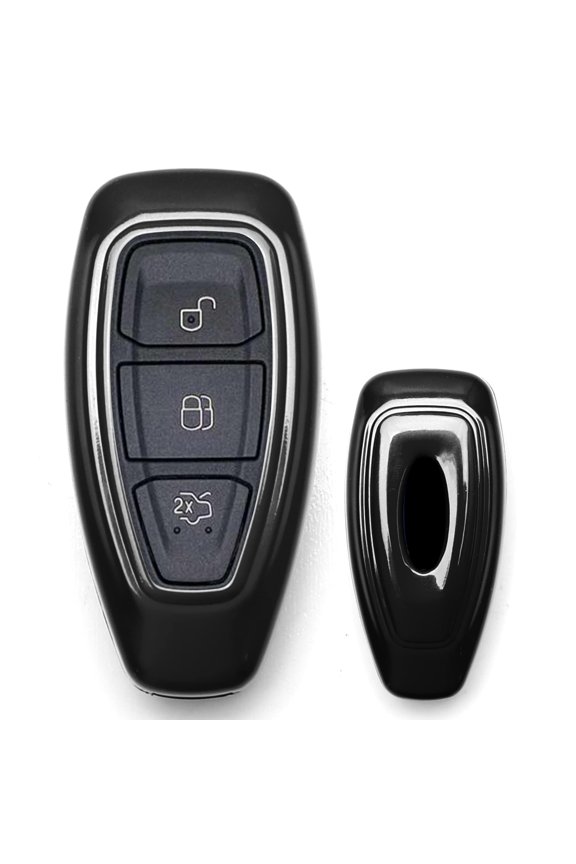 Exact Fit Gloss Metallic Black Smart Remote Key Fob Shell For 2011-2017 Ford Fiesta, 2012-2017 Ford Focus, 2013-2016 C-MAX (Only Fit 2/3-Button Key)