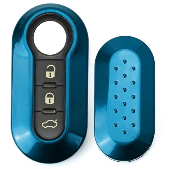 Exact Fit Gloss Metallic Blue Smart Remote Key Fob Shell For Fiat 500 500L 500X Abarth 3-Button Folding Blade Key