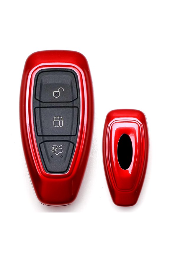Exact Fit Gloss Metallic Red Smart Remote Key Fob Shell For 2011-2017 Ford Fiesta, 2012-2017 Ford Focus, 2013-2016 C-MAX (Only Fit 2/3-Button Key)