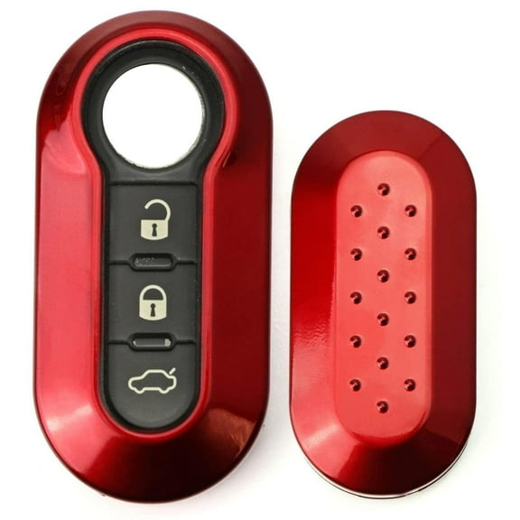 Exact Fit Gloss Metallic Red Smart Remote Key Fob Shell For Fiat 500 500L 500X Abarth 3-Button Folding Blade Switchblade Key