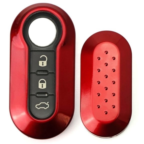 Exact Fit Gloss Metallic Red Smart Remote Key Fob Shell For Fiat 500 500L 500X Abarth 3-Button Folding Blade Switchblade Key