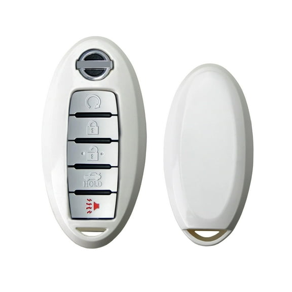 Exact Fit Gloss Metallic White Smart Key Fob Shell For Nissan Armada Rogue GT-R Murano Pathfinder Sentra Leaf Titan (4-Button only)