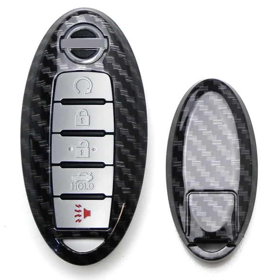 Exact Fit Glossy Finish Carbon Fiber Pattern Smart Key Fob Shell For Nissan Armada Rogue GT-R Murano Pathfinder Sentra Leaf Titan (4-Button only)
