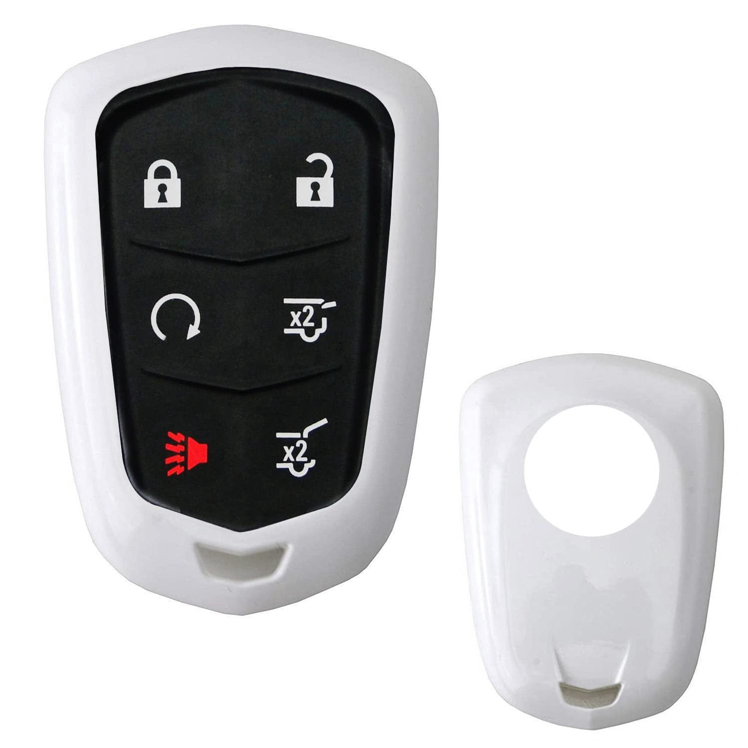 IJDMTOY Glossy White Smart Key Fob Cover – Exact Fit For 2015+ Cadillac ATS, CTS, CT6, XTS, Escalade & More