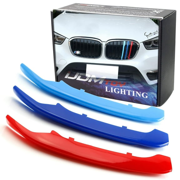 Exact Fit M-Color Grille Insert Trims For BMW 2016-2019 X1 Sport Center Kidney Grilles (8 Beams)