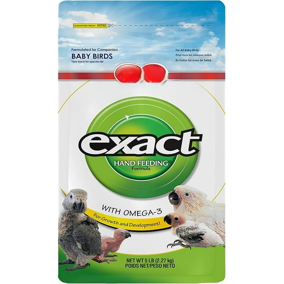 Exact Hand Feeding Pet Bird Baby Food For Parrots, Parakeets, Lovebirds, Cockatiels, Conures, Cockatoos, and Macaws, 5 Pound