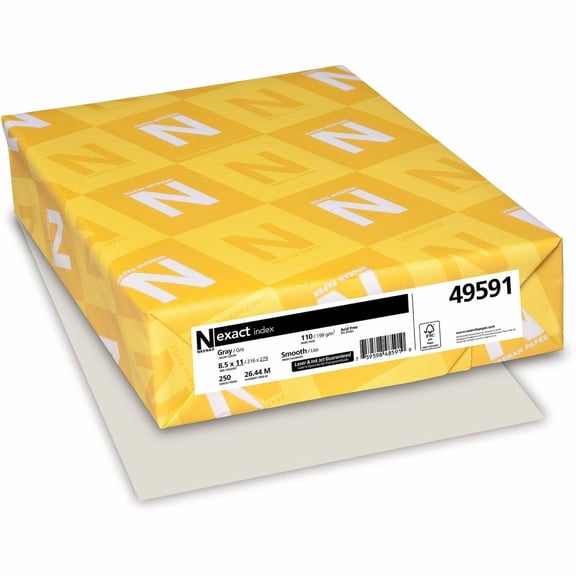 Exact Index Card Stock, 110 Lb, 8.5 X 11, Gray, 250/pack | Bundle of 5 Packs