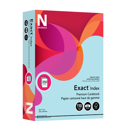 Exact - 110 lb. Cardstock Paper, 8.5" x 11", 250 Sheets/Pack (49521) - Blue