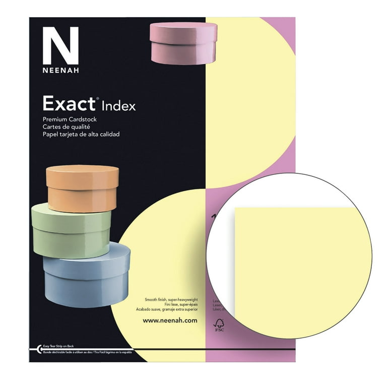 Neenah Index Card Stock, Exact, Extra-Heavyweight, 110 lb, Canary, 8.5 x 11 - 250 sheets