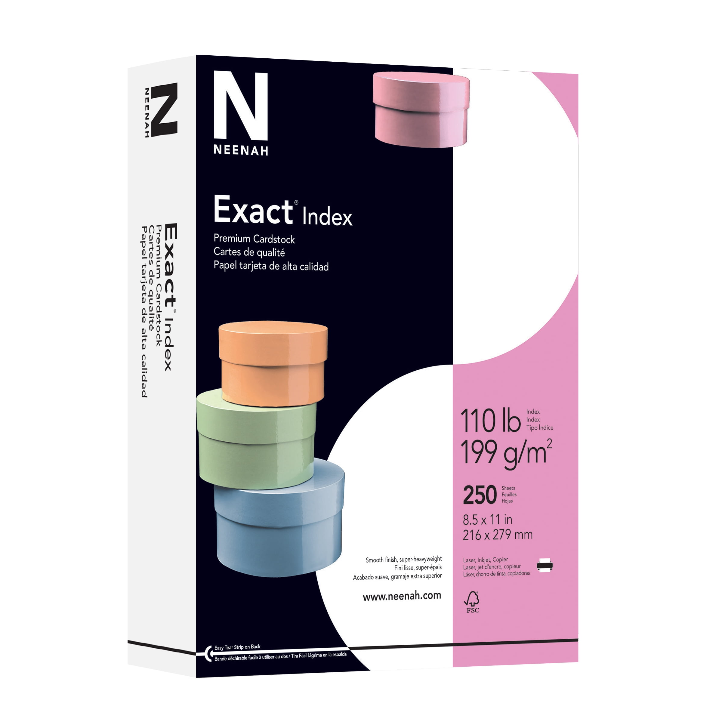 Exact Index Cardstock, 8.5" x 11", 110 lbs., White, 250 Sheets