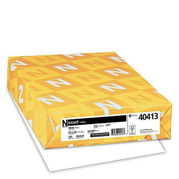 Wausau Exact Index Cardstock, 250 Sheets, White, 94 Brightness, 110 lb, 8.5 x 14 Inches