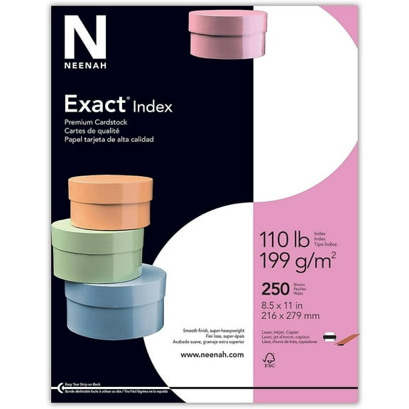 Exact Index Cardstock, 92 Brightness, 110 lb, 8.5 x 11 Inches, White, 250 (48508)