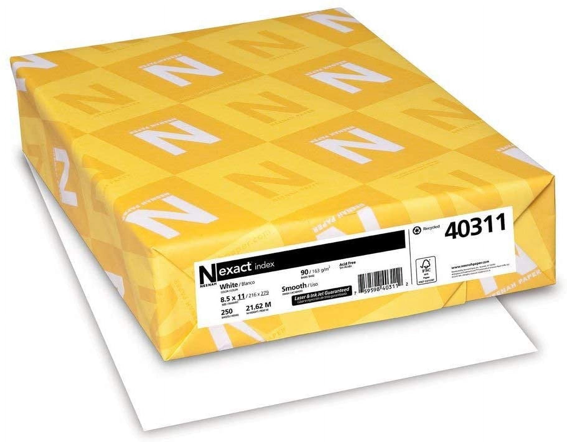 Exact Index Cardstock, 94 Brightness, 90 lb, 8.5" x 11", White - 40311, Sold as 16 reams