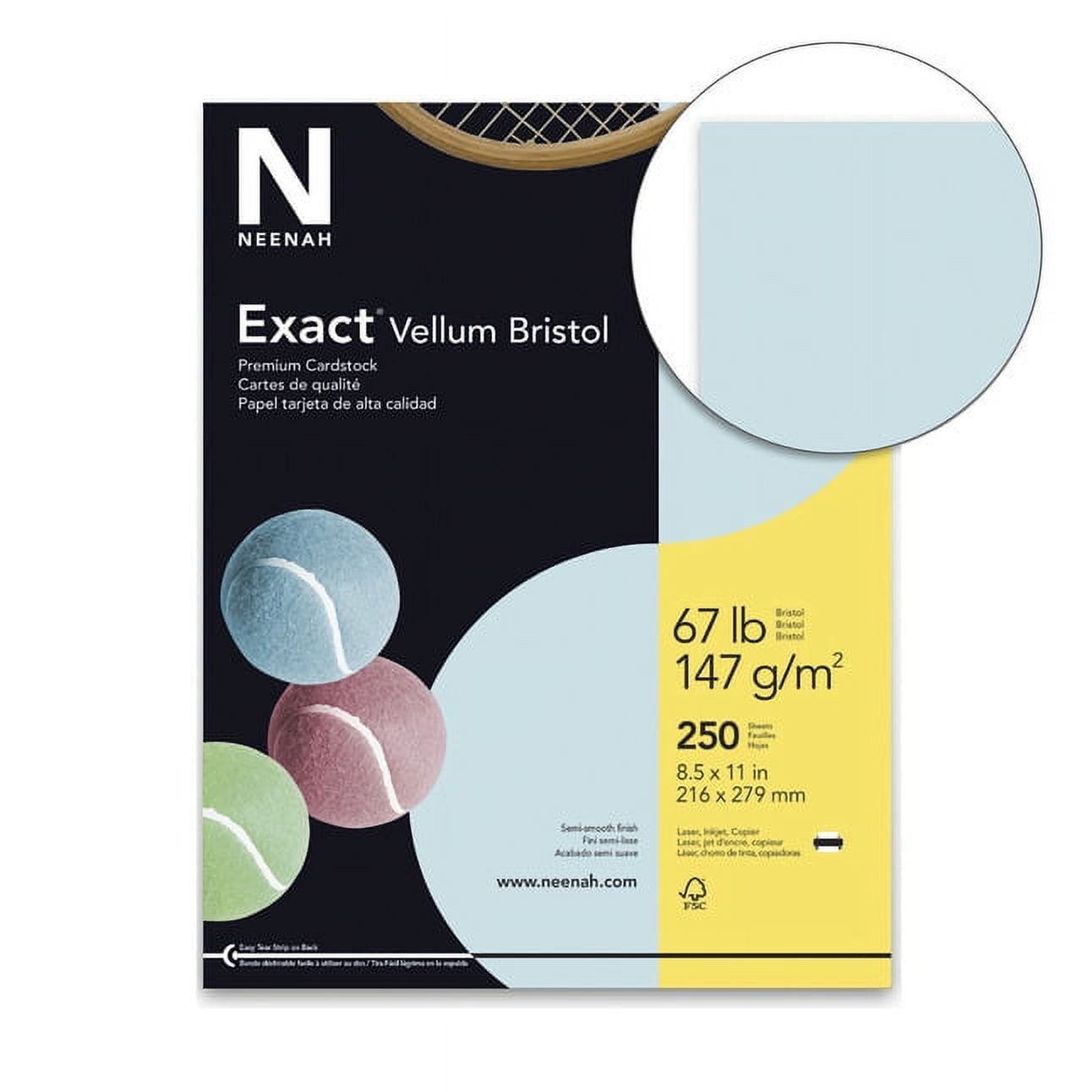 Exact Vellum Bristol Cardstock, 81/2 x 11 Inches, 67 lb, Blue, Pack of