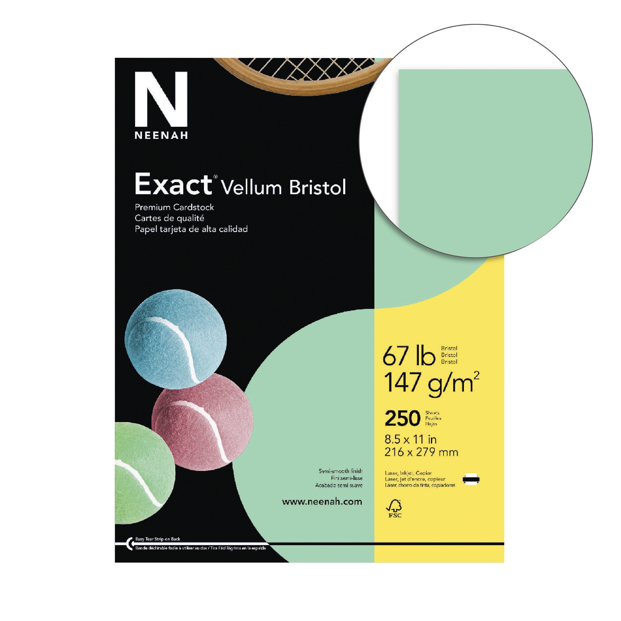 Exact Vellum Bristol Cardstock, 81/2 x 11 Inches, 67 lb, Green, Pack of 250