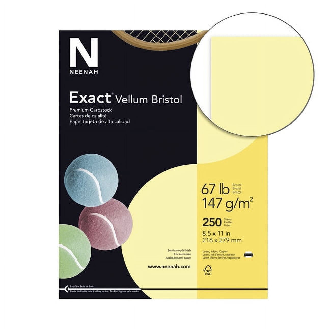 Exact Vellum Bristol Cardstock, 81/2 x 11 Inches, 67 lb, Yellow, Pack