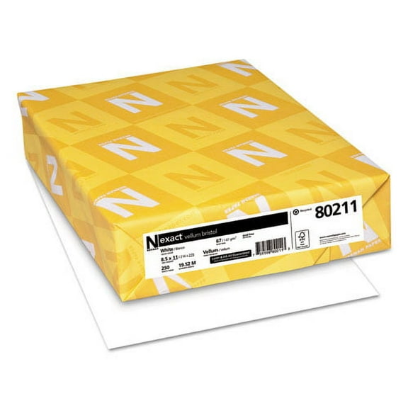 Exact Vellum Bristol Cover Stock, 94 Bright, 67 lb Bristol Weight, 8.5 x 11, White, 250/Pack | Bundle of 10 Packs