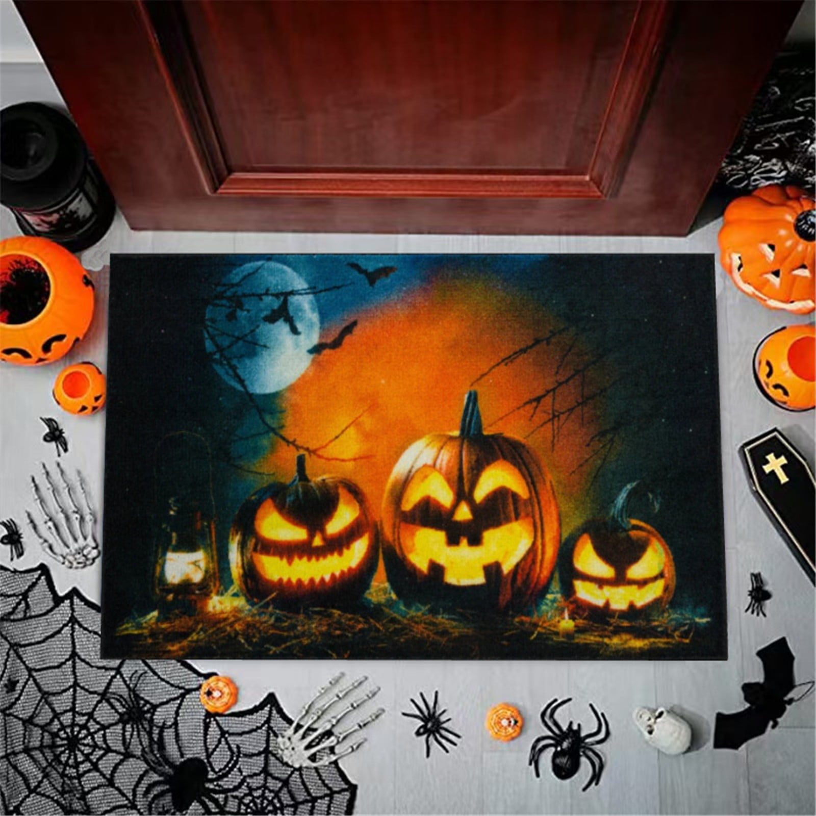 ExactEdge Carpet Halloween Door Mat Outdoor Rug Funny Pumpkin Doormat
