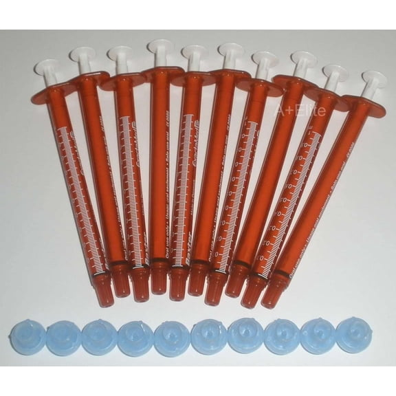 ExactaMed Oral Liquid Medication Syringe 1cc/1mL 10/PK Amber Medicine Dose Dispenser with Cap Exacta-Med Baxter Comar Latex Free